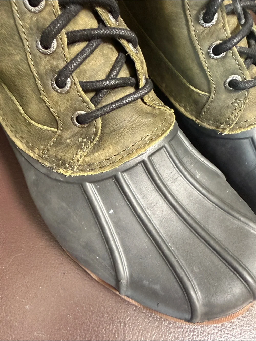 Sperry Cold Bay Waterproof Duck Boots Men’s Size 8 Olive Black Leather